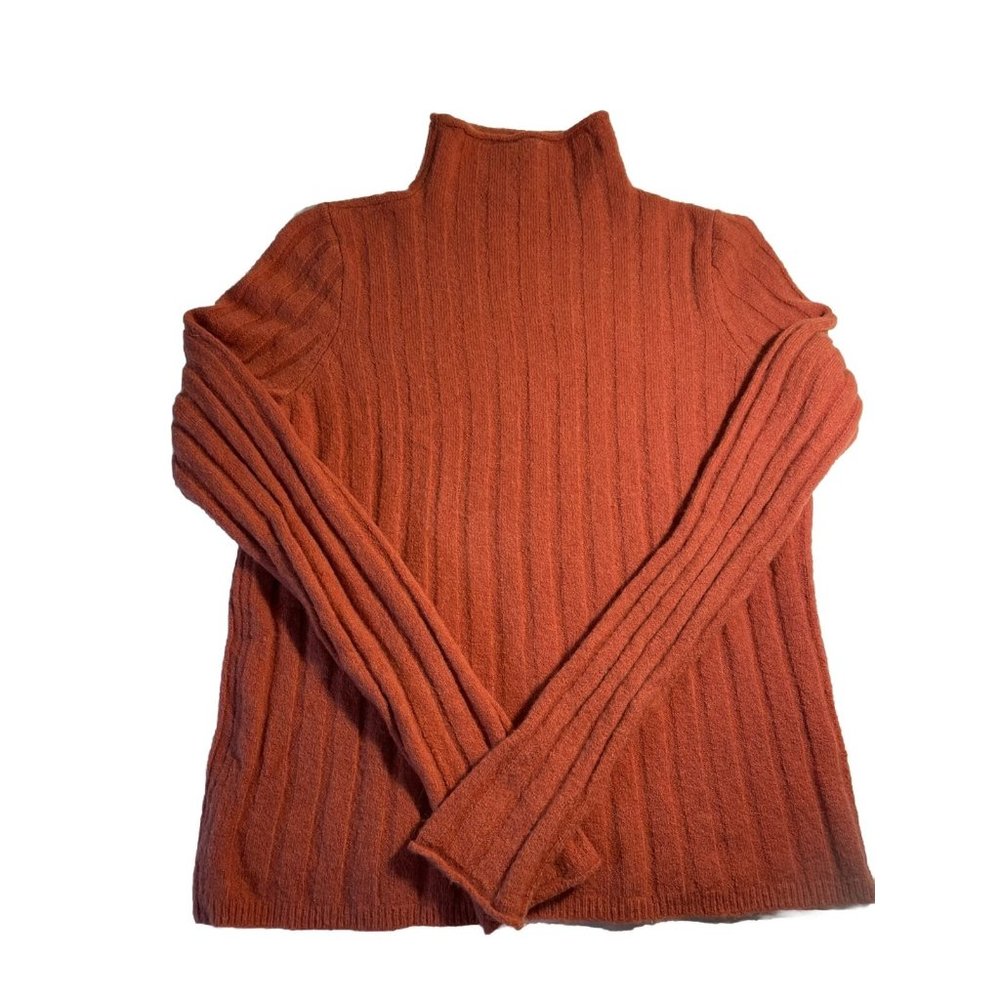Madewell Sweater Size Small Rusty Red Mock Neck Ribbed Style AF506 Wool Alpaca